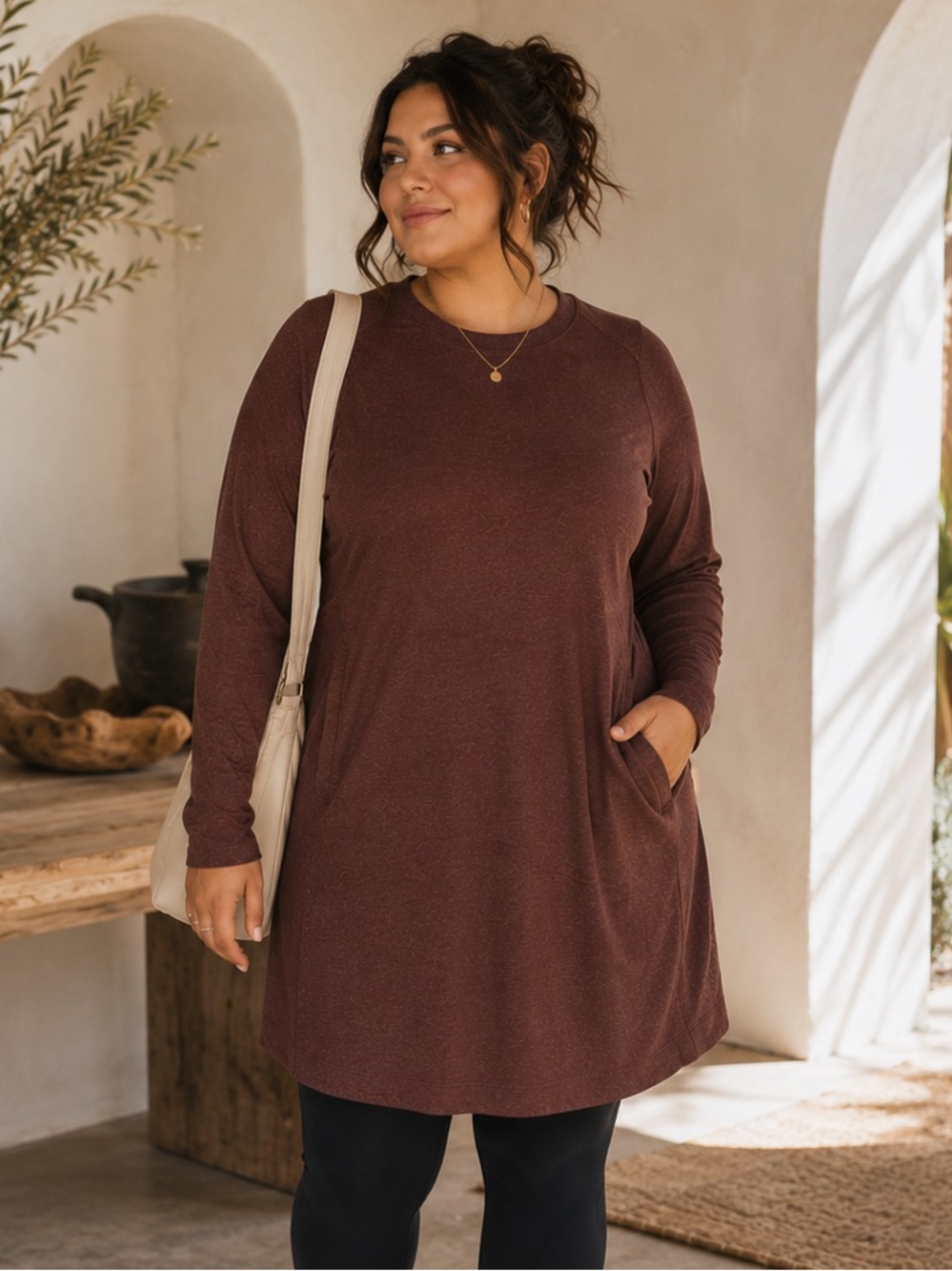 Athleta Women's 1XL Long Sleeve Tunic Sweater | Soft
Knit | Front Pockets |